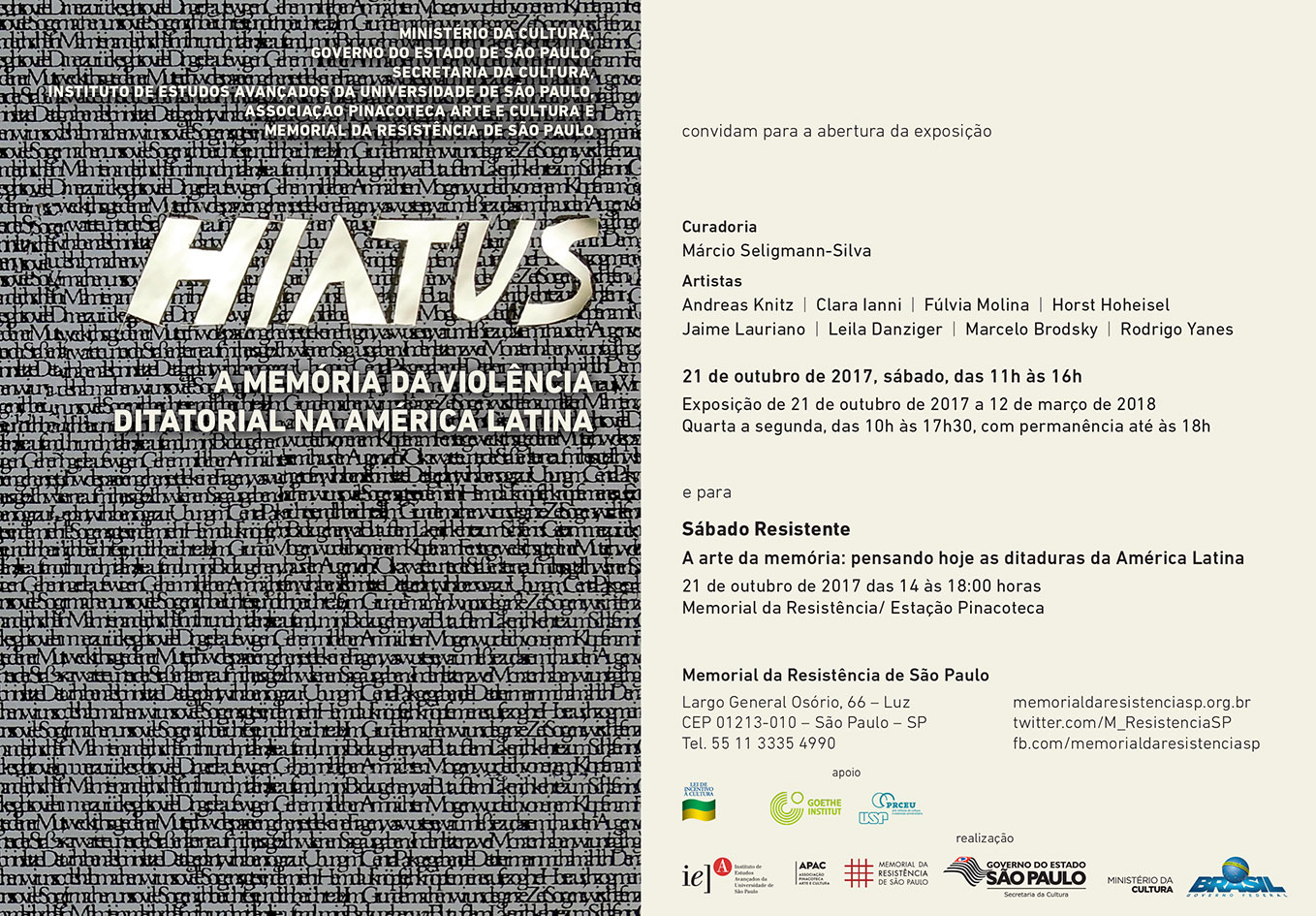 “Hiatus: a memória da violência ditatorial na América Latina. Registro III: Arte como memória do mal e espaço de ação (Parte I)”, Por Marcio Seligmann-Silva
